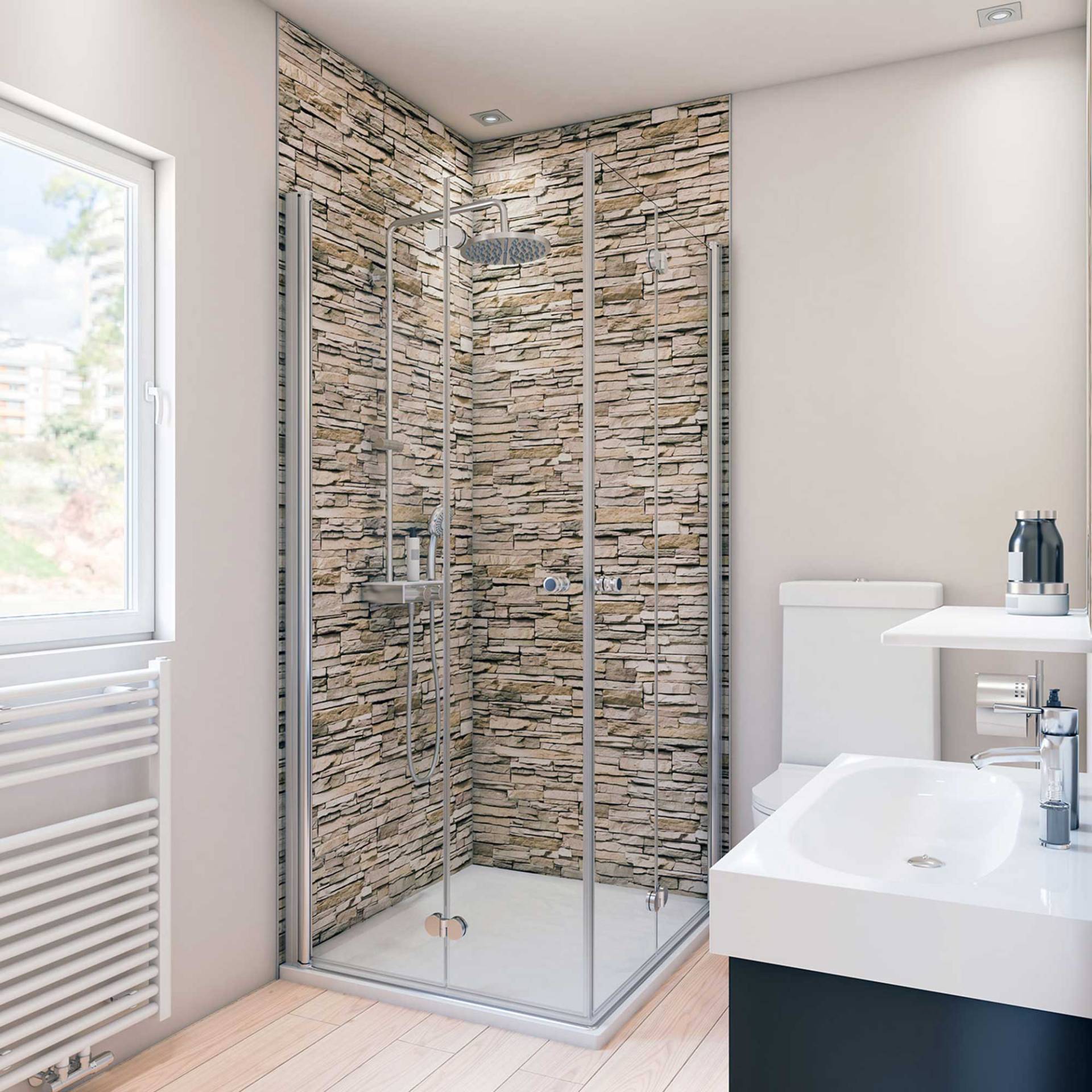 Breuer Duschrückwand Maueroptik beige 100 x 210 cm Breuer Duschrückwand Maueroptik beige 100 x 210 cm von Breuer