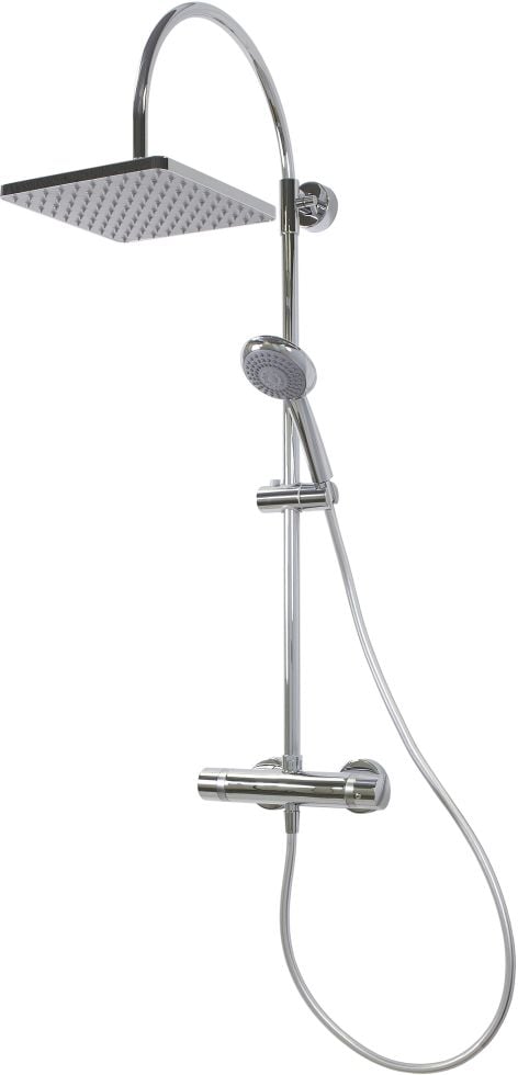 Breuer Duschsäule Aquamaxx 200 Thermostat Thermostat, verchromt, Kopfbrause eckig von Breuer