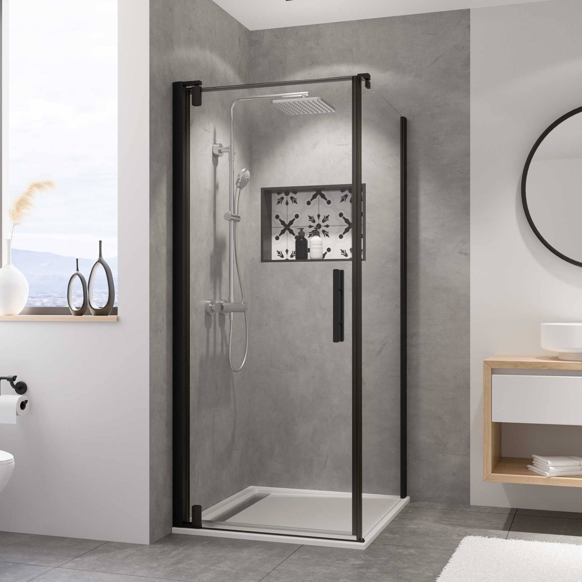 Breuer Eckdusche 'Europa Design' mit Drehtür schwarz 90 x 200 cm Breuer Eckdusche 'Europa Design' mit Drehtür schwarz 90 x 200 cm von Breuer