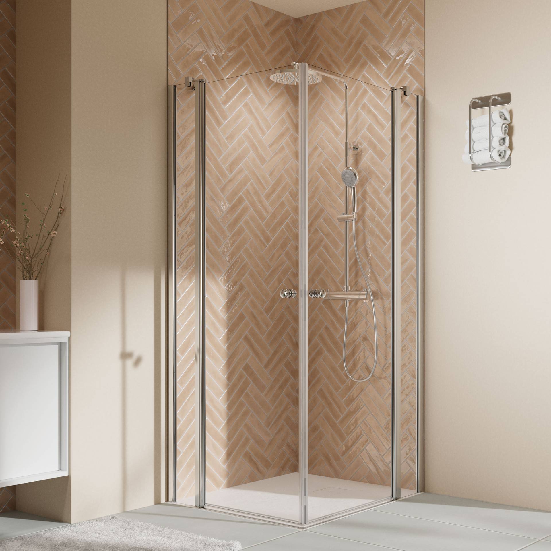 Breuer Eckdusche mit Drehtür 'Elana 2.0' chromfarben 100 x 200 x 100 cm Breuer Eckdusche mit Drehtür 'Elana 2.0' chromfarben 100 x 200 x 100 cm von Breuer