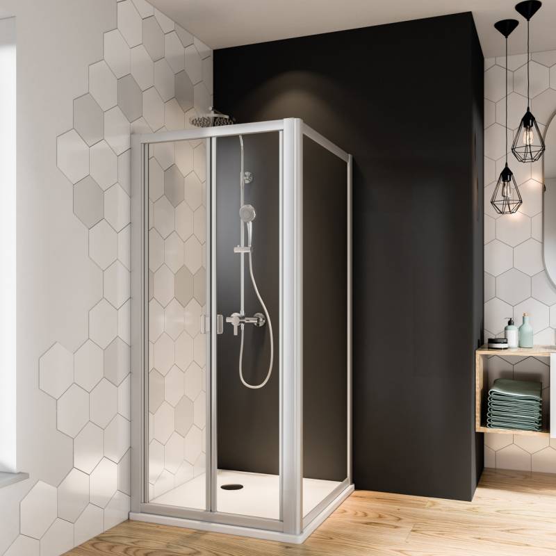 Breuer Fara 4 Seitenwand für Falttür 90 cm breit, Alu silber matt, Klarglas hell von Breuer