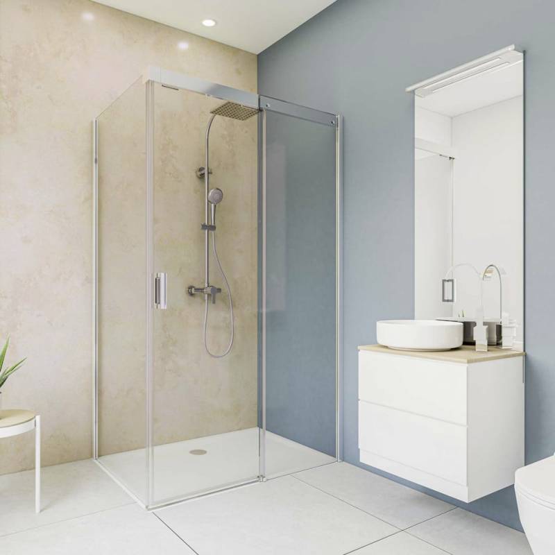 Breuer Duschrückwand Hochglanz Sandstein beige Dekor 100 x 255 x 0,3 cm von Breuer