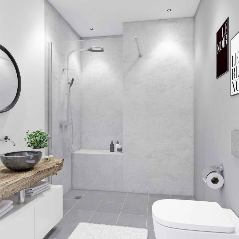 Breuer Duschrückwand Soft-Touch Marmor grau Dekor 100 x 210 x 0,3 cm von Breuer