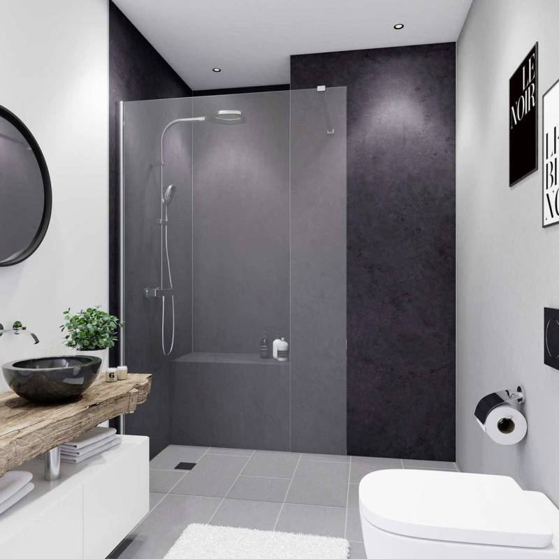 Breuer Duschrückwand Soft-Touch Stein Anthrazit Dekor 100 x 210 x 0,3 cm von Breuer