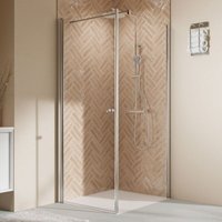 Elana 2.0 Drehtür 900mm Klarglas inklusive cer+ Antikalkbeschichtung Anschlag links für Seitenwand 1427, Silber matt - Breuer von Breuer