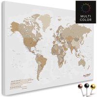 Weltkarte Pinnwand Leinwand "Multicolor Beige" Mit Personalisierung | Zum Pinnen & Markieren Deiner Reiseziele Weltkarte Pinnwand Leinwand "Multicolor Beige" Mit Personalisierung | Zum Pinnen & Markieren Deiner Reiseziele von BreuersWeltkarten