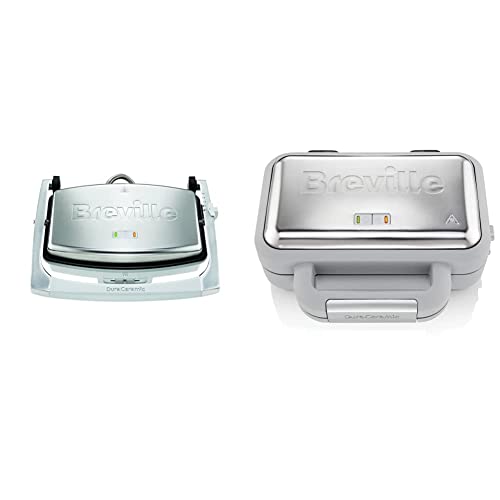 Breville DuraCeramic Sandwich/Panini-Toaster | Sandwichmaker im Café-Stil für 2 Scheiben | Edelstahl [VST071X] & DuraCeramic Waffeleisen | Antihaftbeschichtung | Weiß und Edelstahl [VST072X] von Breville