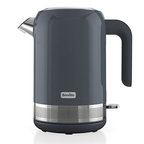 Breville High Gloss elektrischer Wasserkocher | 1,7 l | 2,4-kW-Heizelement für schnelle Kochzeiten | Grau & Edelstahl [VKT157X] von Breville