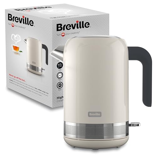 Breville Hochglanz-Wasserkocher | 1,7 Liter | 3 kW Schnellkochen | Creme und Kunststoff [VKT153] von Breville