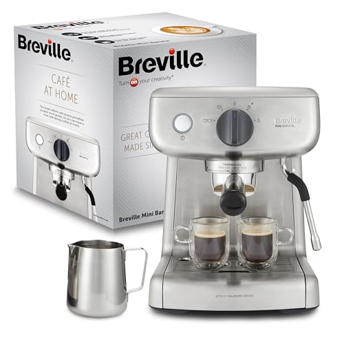 Breville Barista Mini Siebträgermaschine | Espressomaschine/Kaffeemaschine mit Milchaufschäumer | 2-l-Wasserbehälter | Italienische Pumpe mit 15 Bar | Edelstahl [VCF125X], Silber von Breville