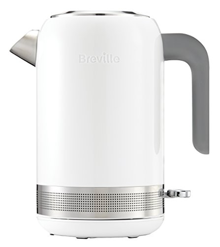 Breville elektrischer Wasserkocher | „High Gloss“-Kollektion | 3000 W für schnelles Erhitzen | 1,7 Liter Fassungsvermögen | Weiß mit Metallakzenten [VKJ944X] von Breville