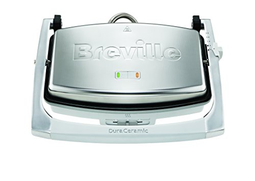 Breville DuraCeramic Sandwich/Panini-Toaster | Sandwichmaker im Café-Stil für 2 Scheiben | Edelstahl [VST071X] von Breville