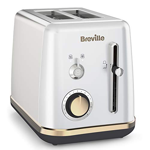 Breville Toaster für 2 Scheiben mit Brötchenaufsatz | Mostra-Kollektion | Mondscheinsilber mit Goldakzenten von Breville