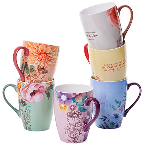 BTaT- Christliche Kaffeetassen, 6er-Set, 340 ml, Bibelvers Tassen, christliche Tassen, Bibelbecher-Set für Frauen, christliche Geschenke, Schrift-Kaffeetassen, Muttertagsgeschenk von Brew To A Tea