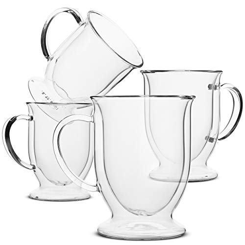 BTaT Kaffeebecher, Kaffeeglas, groß, 4er-Set (500 ml), doppelwandige Glas-Kaffeetassen, Teetassen, Latte-Tassen, Glas-Kaffeebecher, Biergläser, Latte-Becher, Glasbecher S, Glas T ea Mugs von Brew To A Tea