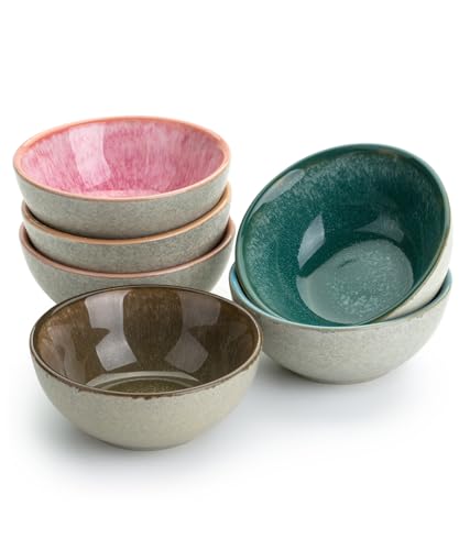 Brew To A Tea BTaT Keramik-Dipschalen, 100 ml, 6 Stück, bunte kleine Schalen, Sojasaucenschalen, Dipschalen, Soßenschüsseln, Mini-Schalen, kleine Schalen zum Eintauchen, Dip-Soßenschalen von Brew To A Tea