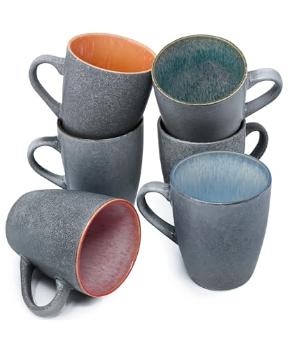 Brew To A Tea Kaffeebecher-Set, 6er-Set, 350 ml, Keramik-Kaffeetassen, Tassen für Kaffee, Kaffeetassen-Set von Brew To A Tea