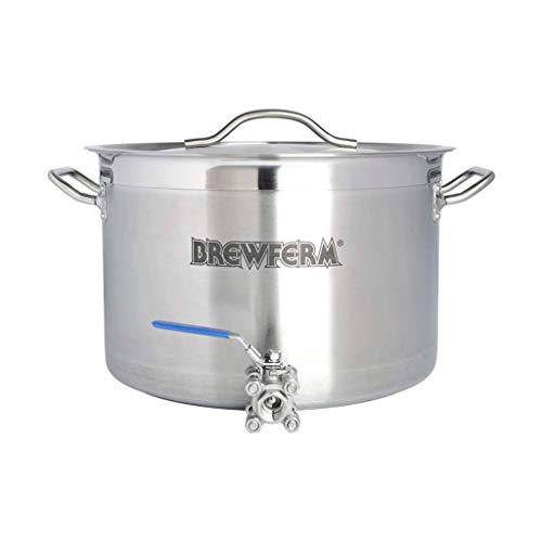 Brewferm® Braukessel 20L mit Kugelhahn - Edelstahl, geeignet für alle Herdarten, ergonomische Griffe, verstärkter Schüttrand, Bier brauen von Brewferm