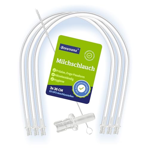 3x Milchschlauch Set, 6x HP3 Anschlussteilen für Kaffeevollautomaten &kompatibel mit Jura E8 S8 Z8 ENA Impressa und Giga Serie Kaffeevollautomat Milchsystem（Mit Reinigungsbürste） von Brewvana