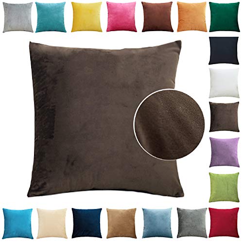 Brfash Samt Kissenbezug Kissenhülle Dekoration Sofa Schlafzimmer Home Car kissenhüllen mit verdecktem Reißverschluss Kissenbezug 1 Pcs Dunkelbraun 20"x20"/50X50CM von Brfash