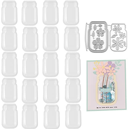 20 Stück flaschenförmige Shaker-Abdeckungen Flache Kunststoff-Shaker-Abdeckungen mit 1 Metall-Stanzform-Set Dimensional Shaker Clear Puffy Window Blister Shaker Cards von Briartw