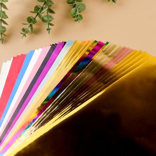 Briartw Heißfolienpapier, 20 x 29 cm, 16 Farben, 50 Blatt, Toner, reaktive Folie, Heißprägefolie, Papier von Laserdrucker und Laminator, für Scrapbooking, Basteln, Kartenherstellung, von Briartw