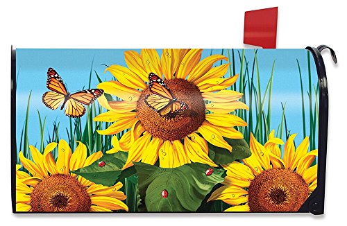 Briarwood Lane Magnetischer Briefkasten-Abdeckung, Sonnenblumenfeld, Sommer, Schmetterlinge, Blumenmuster, Standard von Briarwood Lane