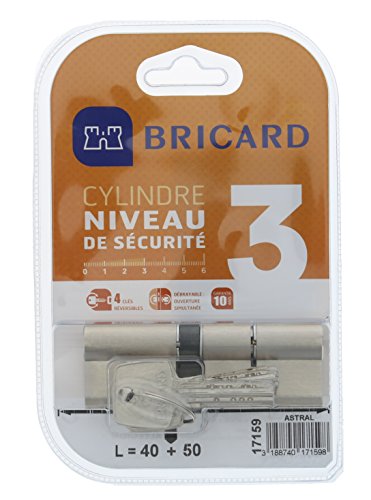 BRICARD 17159 Zylinder 14703 Astral 2,9 Messing vernickelt 10 Kolben, 2 Eingänge Schutz gegen den Bohren und dem Lockpicking. Karte Persönliche., Stahl vernickelt, 90 = 40 + 50 BRICARD 17159 Zylinder 14703 Astral 2,9 Messing vernickelt 10 Kolben, 2 Eingänge Schutz gegen den Bohren und dem Lockpicking. Karte Persönliche., Stahl vernickelt, 90 = 40 + 50 von Bricard