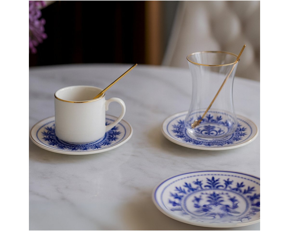 Bricard Espressotasse Tee-Espresso Set 24 tlg Blau Keramik von Bricard