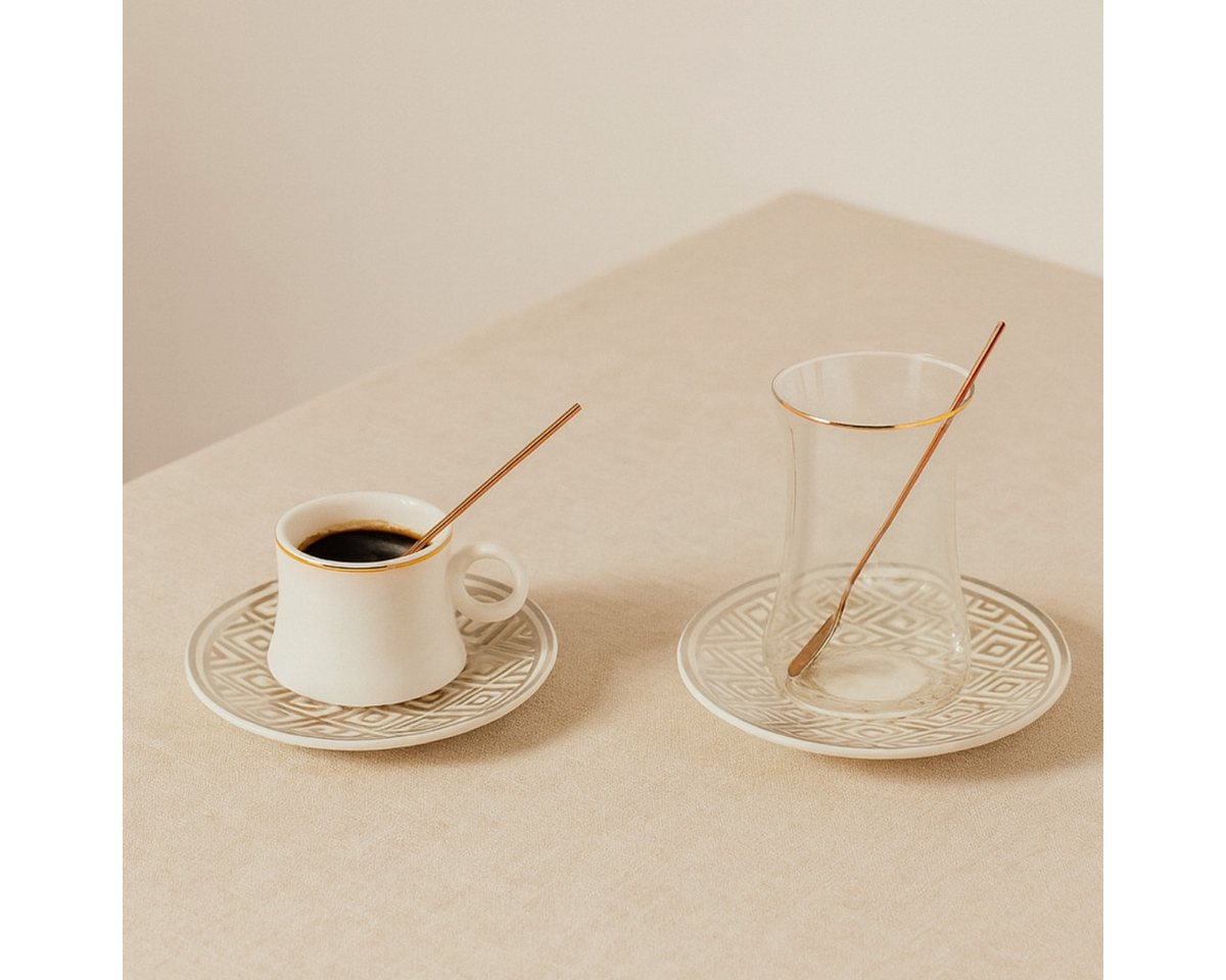 Bricard Espressotasse tee-Espresso Set 24 Teilig Weiß – Gold von Bricard