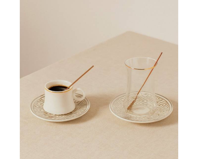 Bricard Espressotasse tee-Espresso Set 24 Teilig Weiß – Gold von Bricard