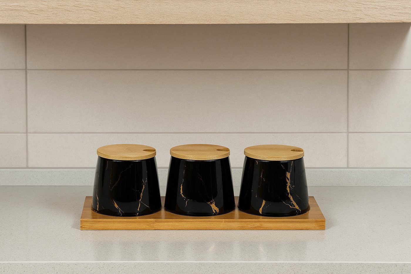 Bricard Gewürzbehälter Set Aufbebahrungsbox Set Marmor Optik, (4 tlg), Marmoroptik von Bricard