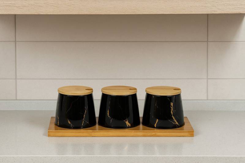Bricard Gewürzbehälter Set Aufbebahrungsbox Set Marmor Optik, (4 tlg), Marmoroptik von Bricard