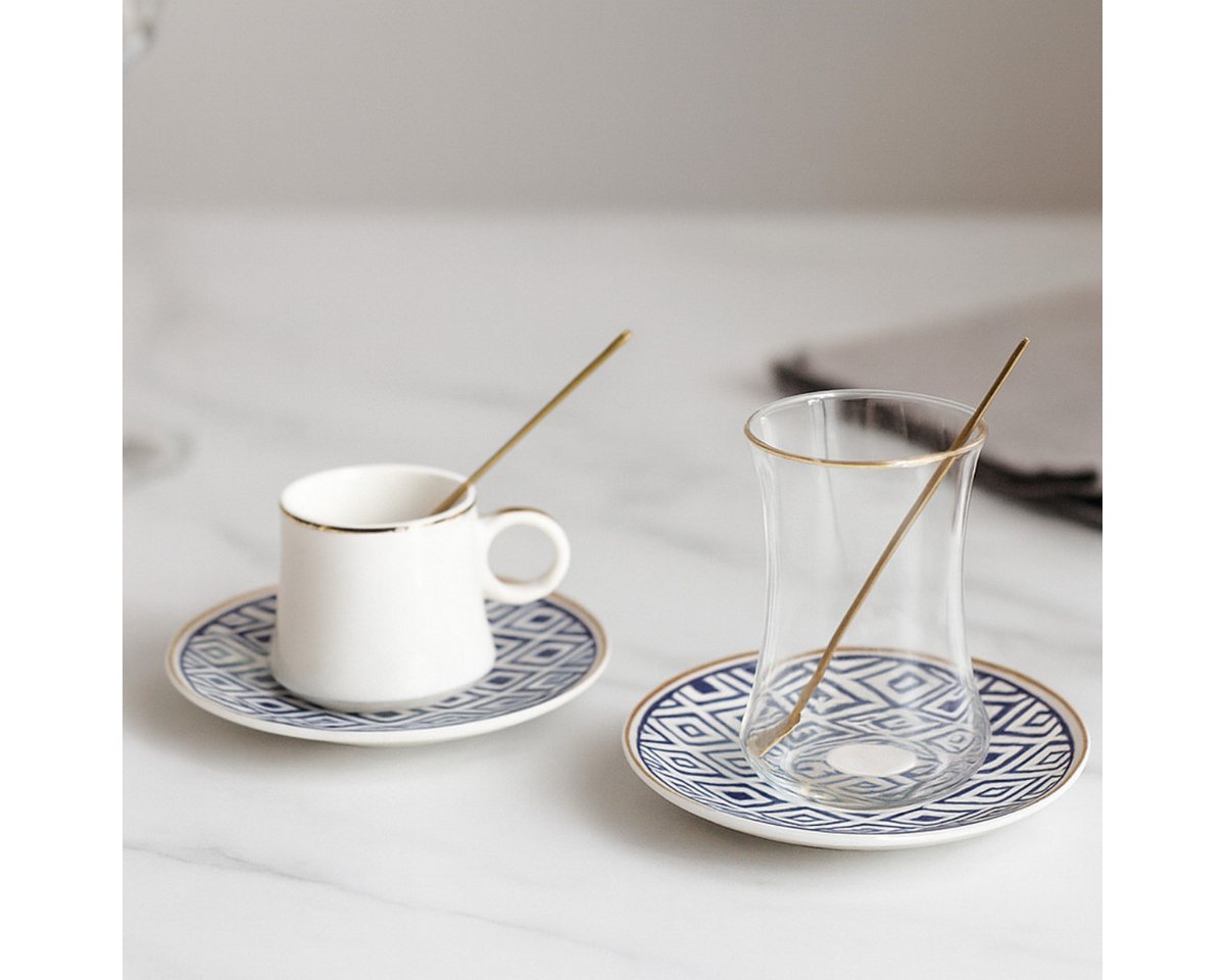 Bricard Teeglas - Espresso Set 24 teilig Blau inkl. untertasse mit Löffel Bricard Teeglas - Espresso Set 24 teilig Blau inkl. untertasse mit Löffel von Bricard