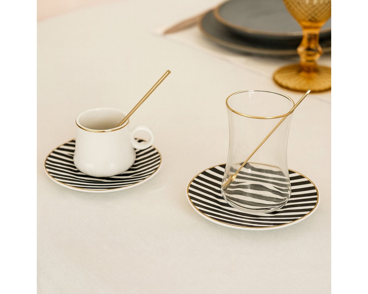 Bricard Teeglas - Espresso Set 24 teilig Schwarz Gold inkl. Löffel und Untertasse Bricard Teeglas - Espresso Set 24 teilig Schwarz Gold inkl. Löffel und Untertasse von Bricard