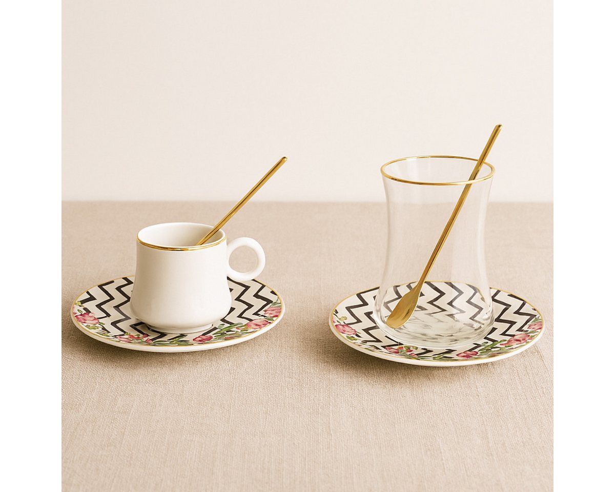 Bricard Teeglas - Espresso Set 24 teilig inkl, Untertasse und Löffel Weiß Schwarz Bricard Teeglas - Espresso Set 24 teilig inkl, Untertasse und Löffel Weiß Schwarz von Bricard