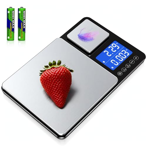 BRICH Digitale Küchenwaage mit Dualer Plattform – 500g/0,01g & 15kg/1g Präzision, Summierungsfunktion, 7 Einheiten, Edelstahl & Glas, LCD-Beleuchtung – Ideal für Küche, Backen, Kochen und Schmuck BRICH Digitale Küchenwaage mit Dualer Plattform – 500g/0,01g & 15kg/1g Präzision, Summierungsfunktion, 7 Einheiten, Edelstahl & Glas, LCD-Beleuchtung – Ideal für Küche, Backen, Kochen und Schmuck von Brich