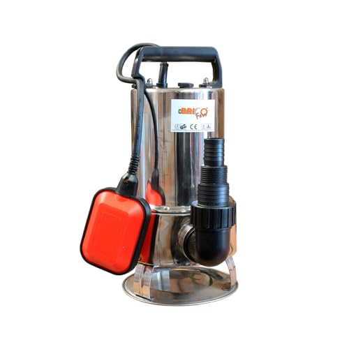 Bricoferr BFF1100D81A Tauchpumpe für Schmutzwasser mit Motor mit 1100 W, Durchflussmenge 16,5 m³/h und maximale Förderhöhe von 10 m, Silber von Bricoferr