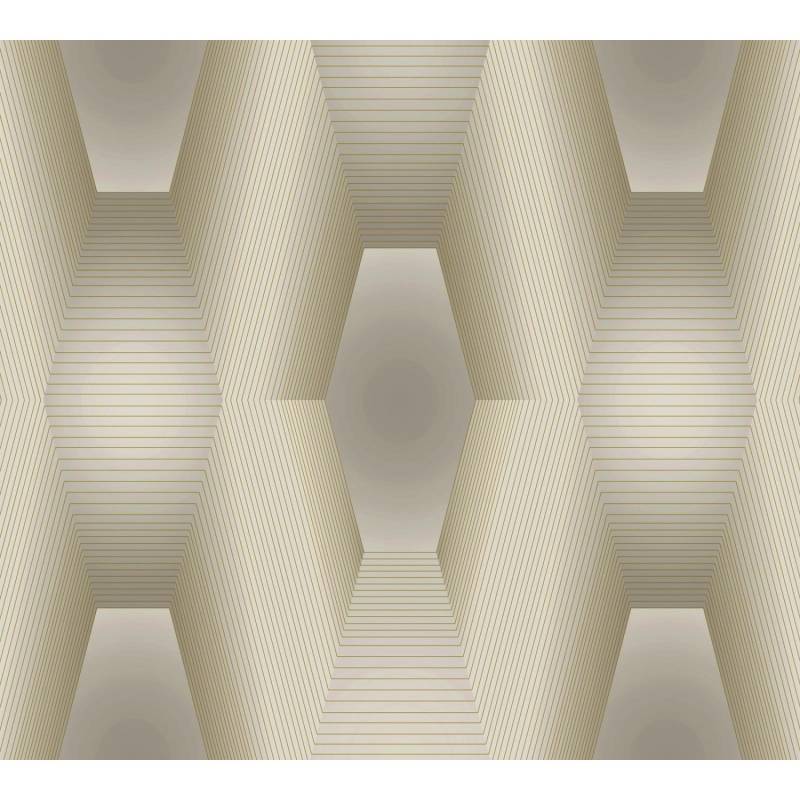 Bricoflor 3D Vliestapete in Gold Silber Moderne Fototapete Geometrisch Ideal für Wohnzimmer Vlies Wandtapete Futuristisch mit Grafischem Muster von Bricoflor