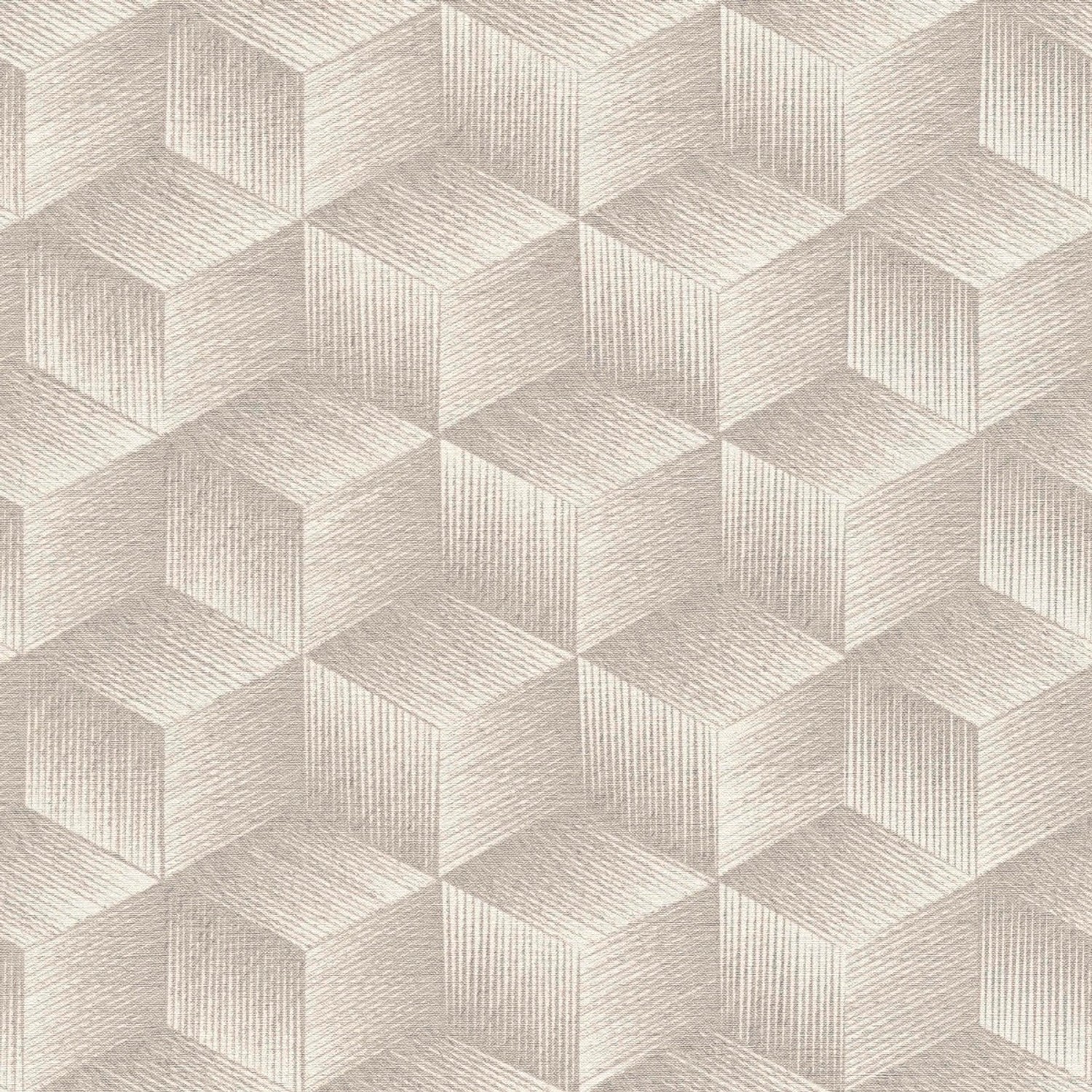 Bricoflor 3D Würfel Tapete in Beige Weiß Ideal für Büro und Schlafzimmer Moderne Vliestapete Geometrische Muster Gezeichnet von Bricoflor