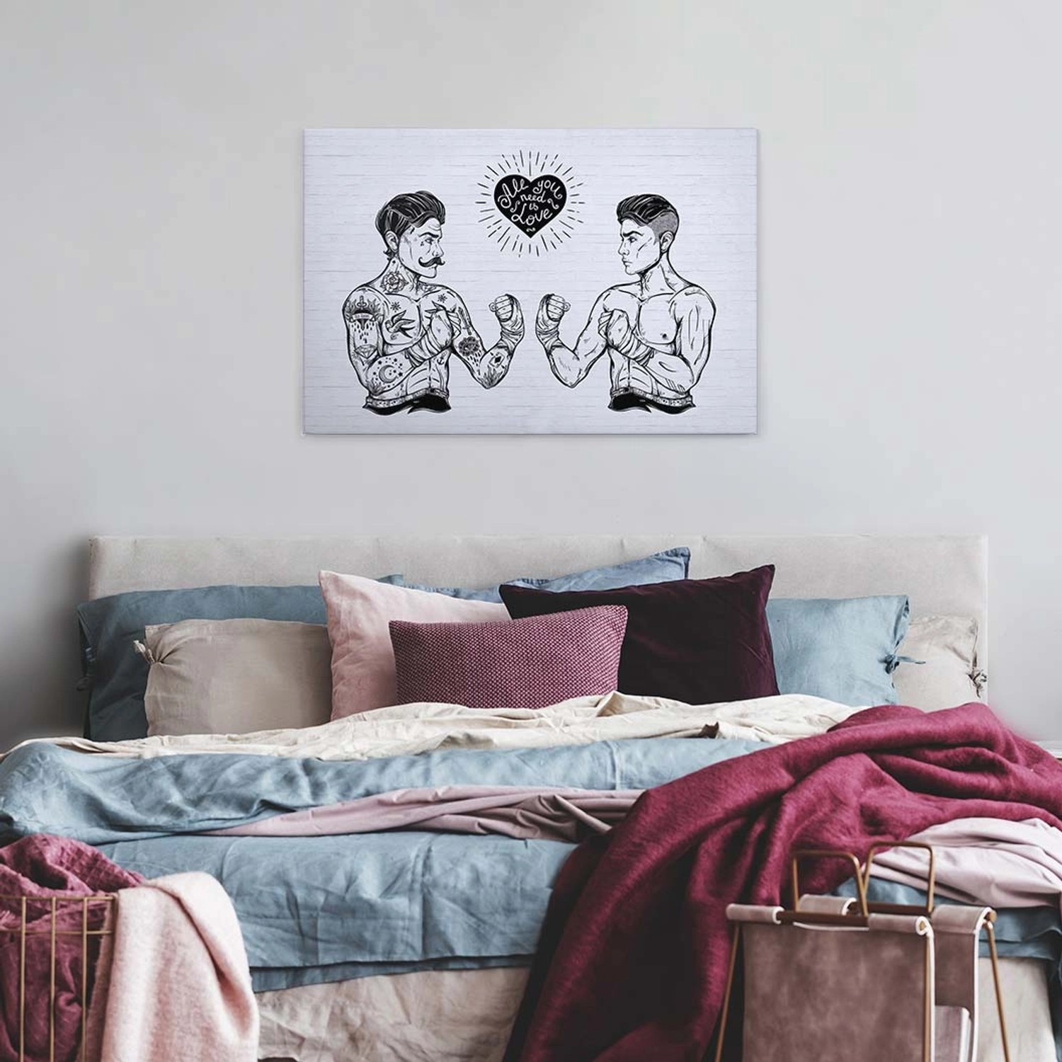 Bricoflor 50Er Jahre Bild Mit Tattoo Design All You Need Is Love Bild Auf Leinwand Schwarz Weiß Backstein Wandbild Im Industrial Style Für Wohnzimmer Bricoflor 50Er Jahre Bild Mit Tattoo Design All You Need Is Love Bild Auf Leinwand Schwarz Weiß Backstein Wandbild Im Industrial Style Für Wohnzimmer von Bricoflor
