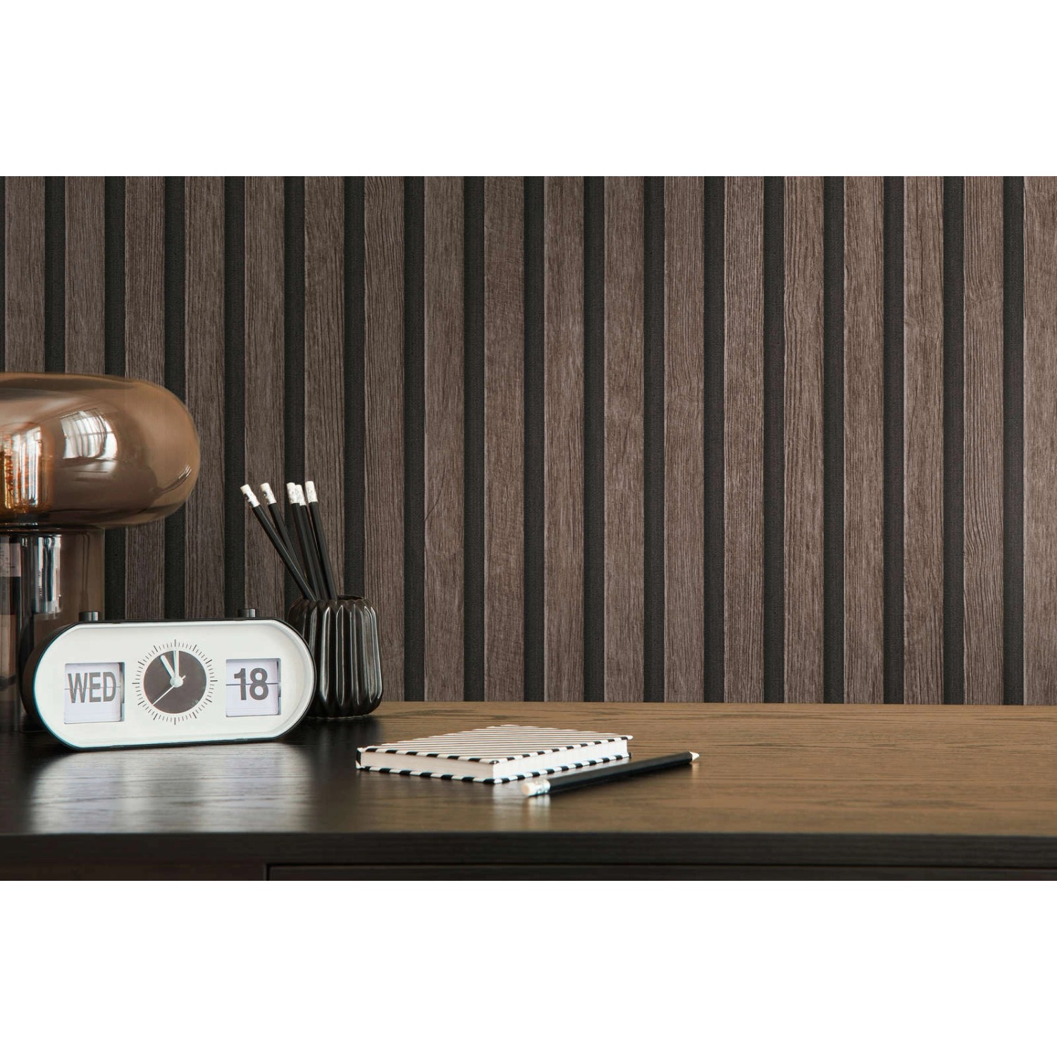 Bricoflor Akustikpaneele Tapete Dunkelbraun Moderne Vliestapete in 3D Holzoptik Ideal für Büro und Wohnzimmer Bricoflor Akustikpaneele Tapete Dunkelbraun Moderne Vliestapete in 3D Holzoptik Ideal für Büro und Wohnzimmer von Bricoflor