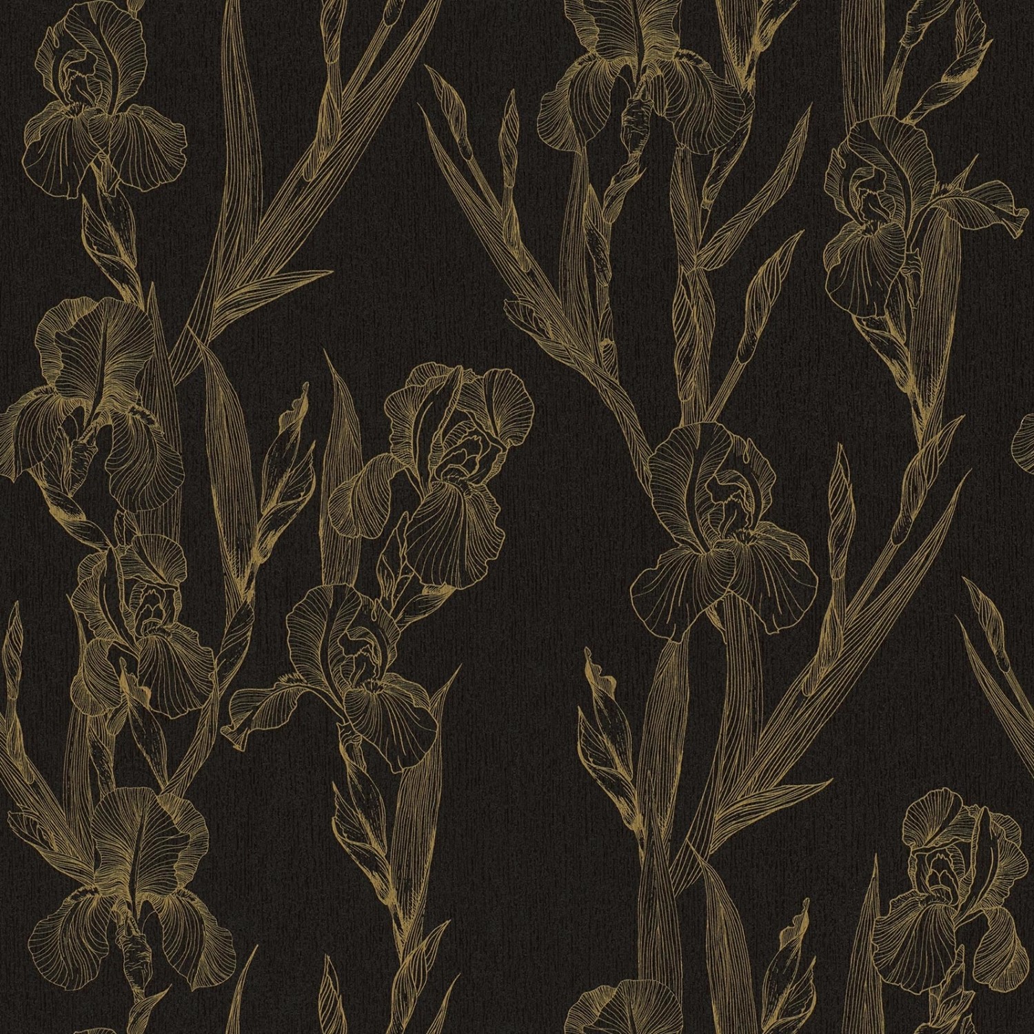 Bricoflor Asiatische Tapete in Schwarz und Gold Art Deco Tapete Im Japanischen Stil Schwarze Vliestapete mit Blumen Ideal für Schlafzimmer von Bricoflor