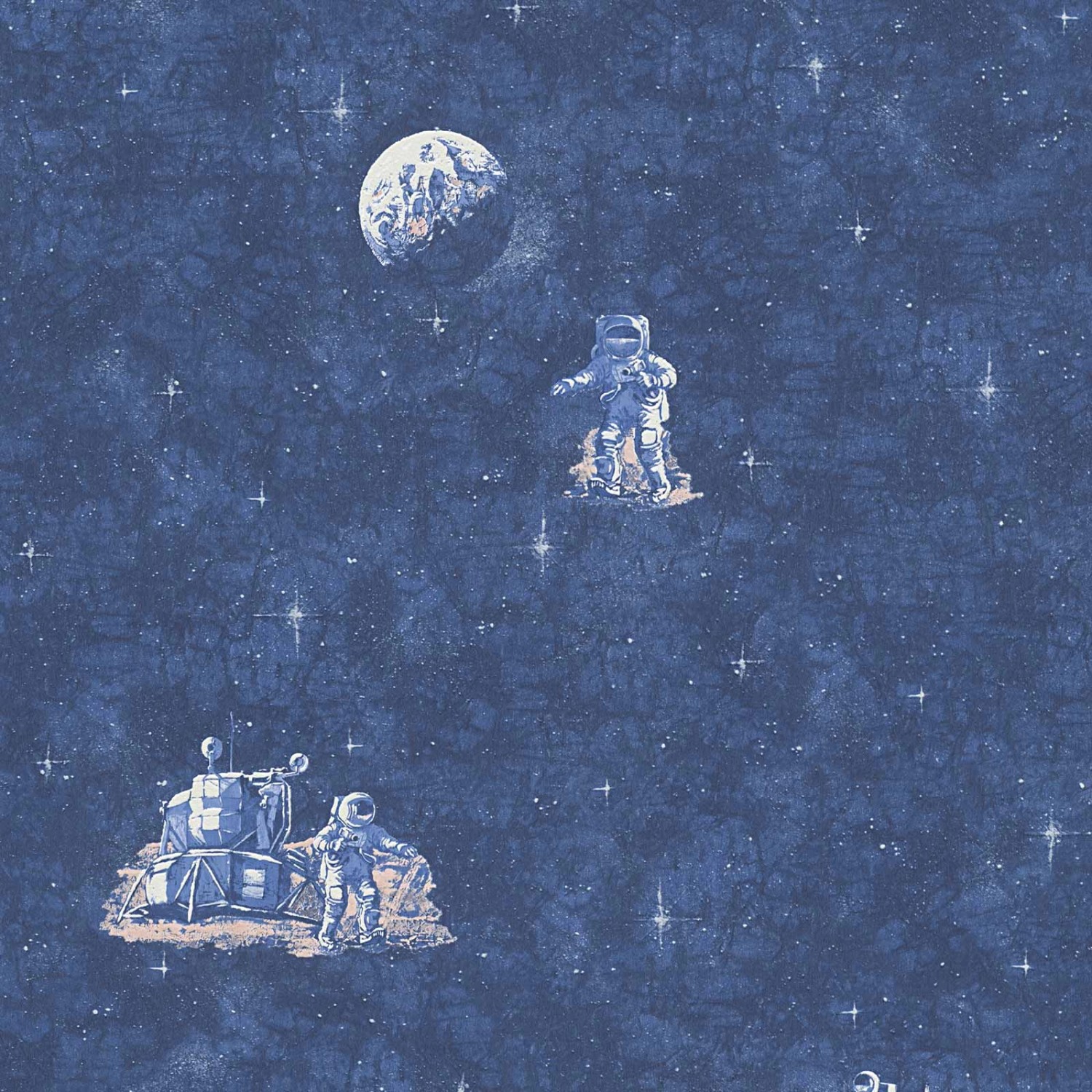 Bricoflor Astronauten Tapete Blau Papier Weltraumtapete für Kinderzimmer Blaue Papiertapete mit Weltall Ideal für Jungenzimmer von Bricoflor