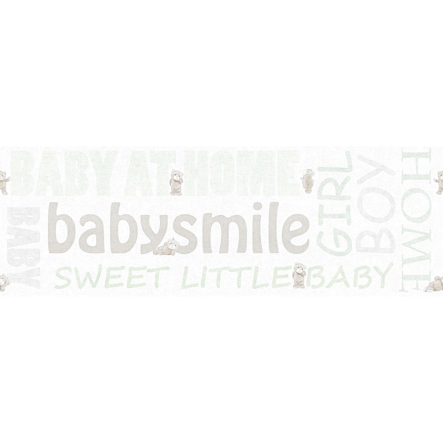 Bricoflor Baby Tapetenbordüre in Weiß Grau Helle Vlies Kindertapete Neutral für Mädchen und Jungen Babyzimmer Wandbordüre mit Schriftzug von Bricoflor