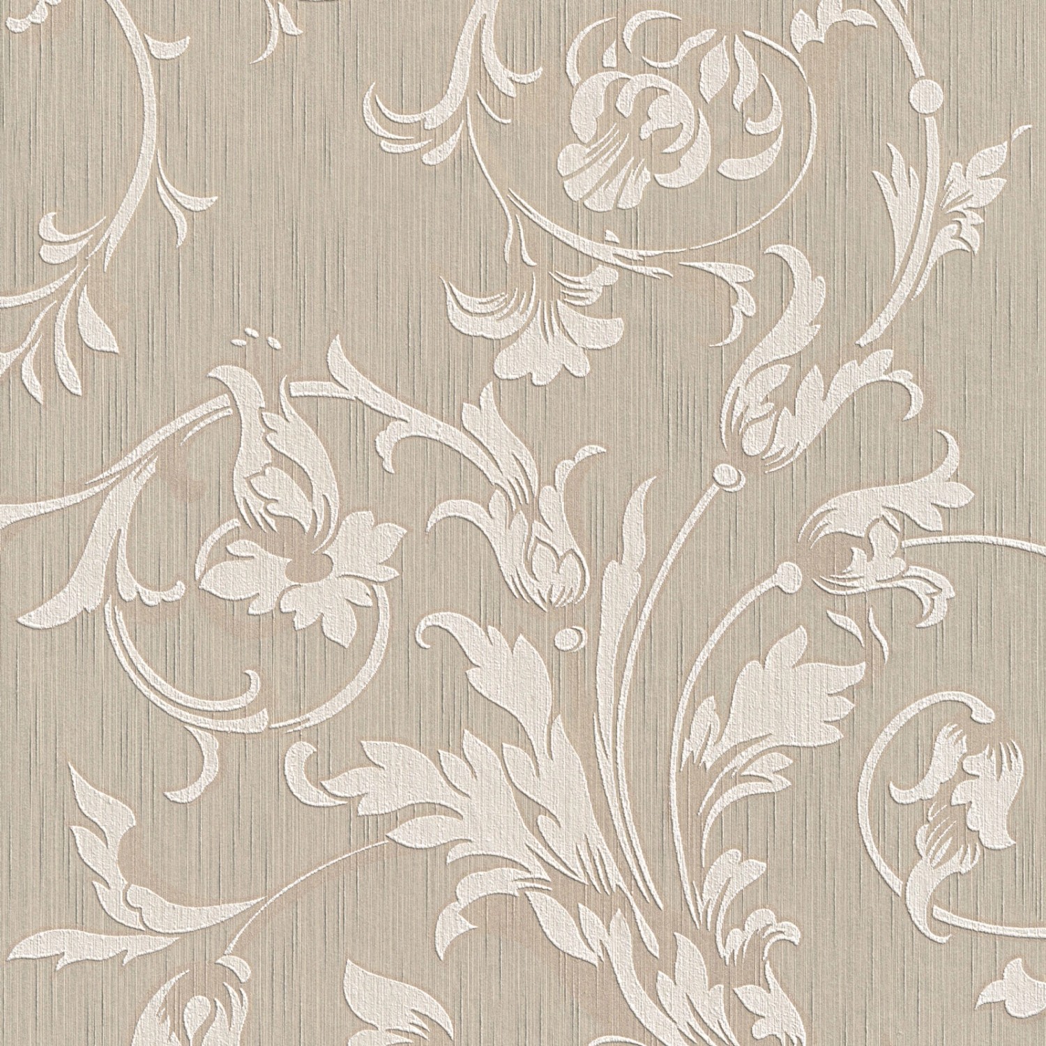 Bricoflor Barock Tapete Floral Beige Graue Vliestapete mit Ranken für Esszimmer und Wohnzimmer Vlies Textiltapete mit Blumen und Ornamenten von Bricoflor