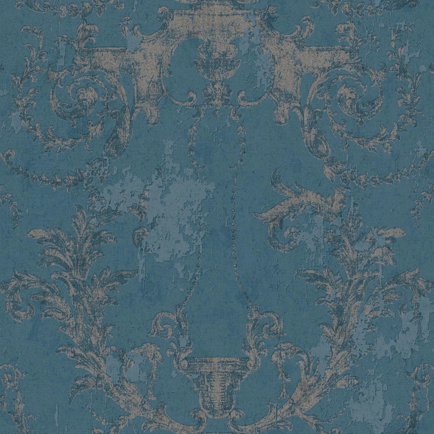 Bricoflor Barock Tapete in Blau Shabby Chic Vliestapete mit Ornament in Vintage Stil Vlies Wandtapete in Dunkelblau Grau von Bricoflor