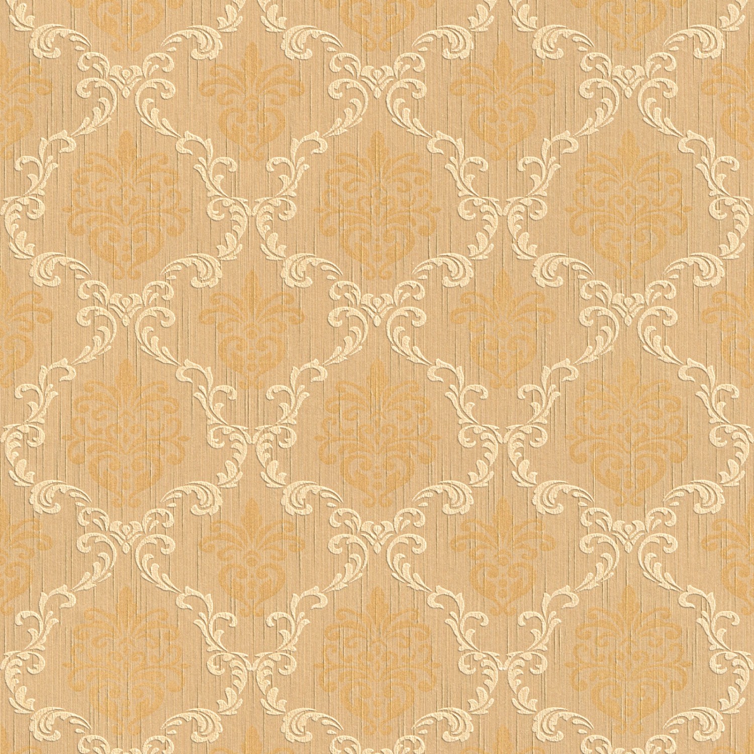 Bricoflor Barock Tapete in Gold Gelb Elegant Vlies Textiltapete mit Ornament Muster für Wohnzimmer und Schlafzimmer Edle Vlies Mustertapete mit Textil von Bricoflor