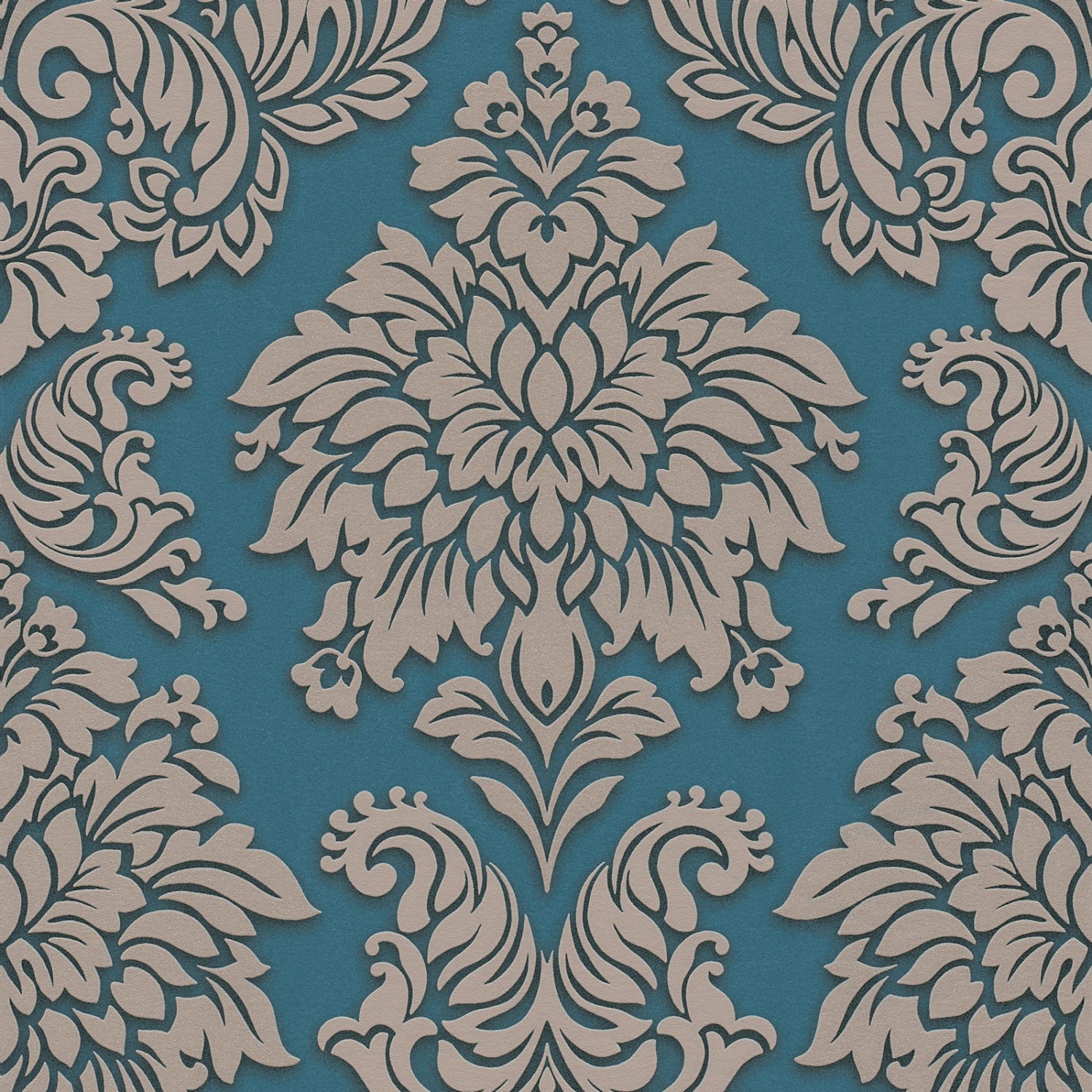 Bricoflor Barock Tapete mit Glitzer Neobarock Vliestapete in Türkis Silber Grau Ideal für Schlafzimmer und Wohnzimmer von Bricoflor
