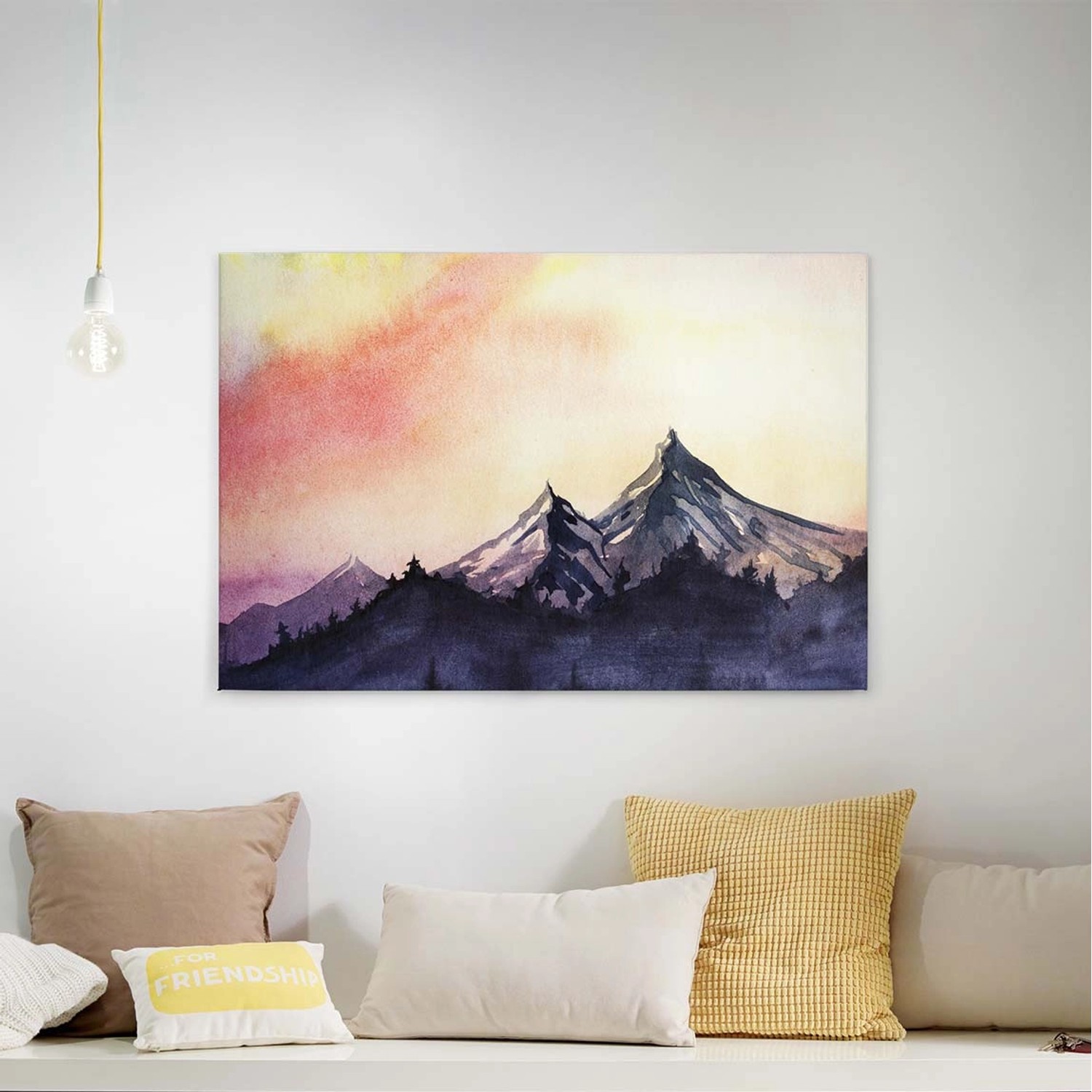 Bricoflor Berg Aquarell Auf Leinwand Keilrahmen Bild Mit Berglandschaft In Rot Und Lila Winter Canvas Leinwandbild Im Querformat Für Schlafzimmer Bricoflor Berg Aquarell Auf Leinwand Keilrahmen Bild Mit Berglandschaft In Rot Und Lila Winter Canvas Leinwandbild Im Querformat Für Schlafzimmer von Bricoflor